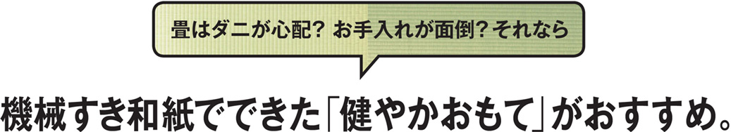 畳はダニが心配？お手入れが面倒？ 機械すき和紙でできた「健やかおもて」がおすすめ